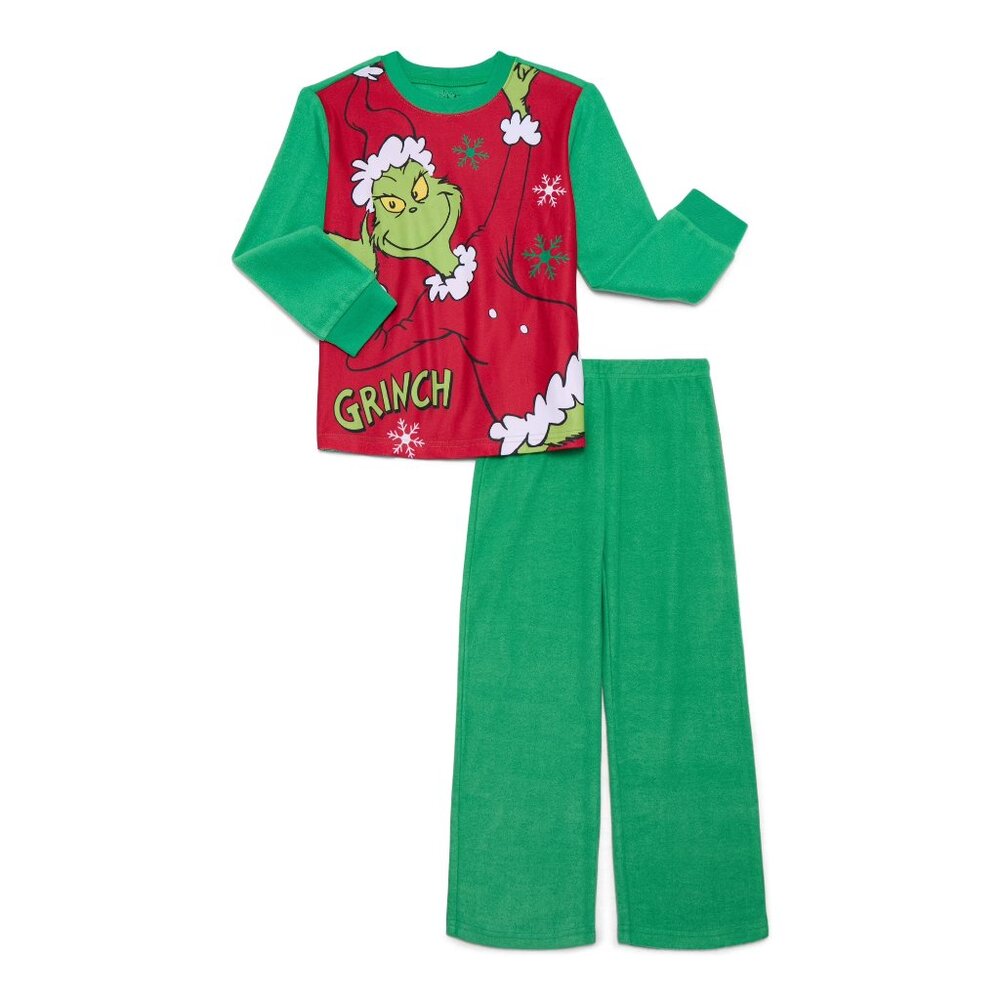 NEW DR. SEUSS THE GRINCH CHRISTMAS BOYS SIZE 10/12 FLANNEL PAJAMAS 2-PIECE SET